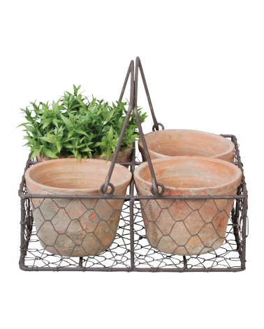 Panier grillage et 4 pots