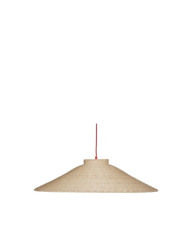 Suspension Lampe rotin Trapeze rouge/naturel