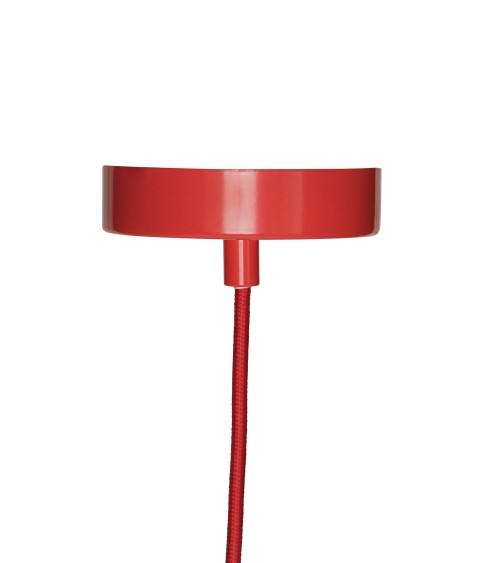 Suspension Lampe rotin Trapeze rouge/naturel