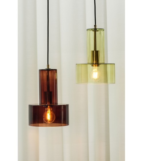 Suspension lampe verre ambre