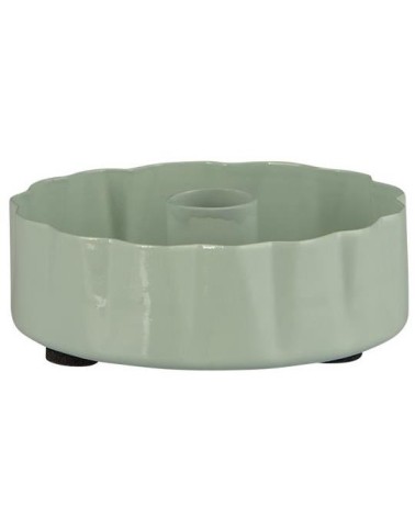 Bougeoir pour bougie diam1,3 cm bord ondulé thé vert