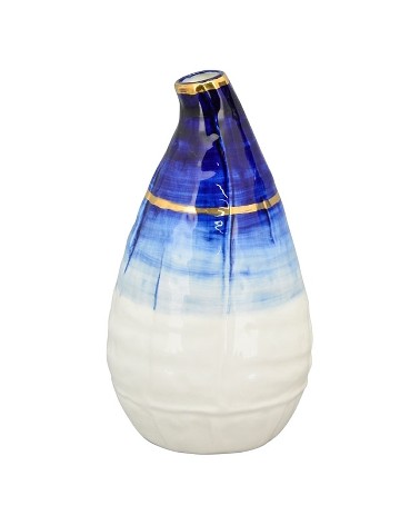 Vase M blanc bleue doré 16x16x23cm