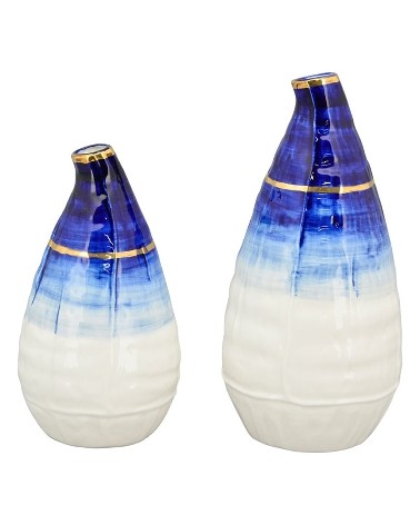 Vase M blanc bleue doré 16x16x23cm