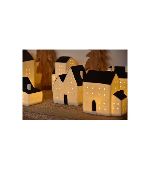 Maison toit noir LED 9.5 x7.7x11cm 