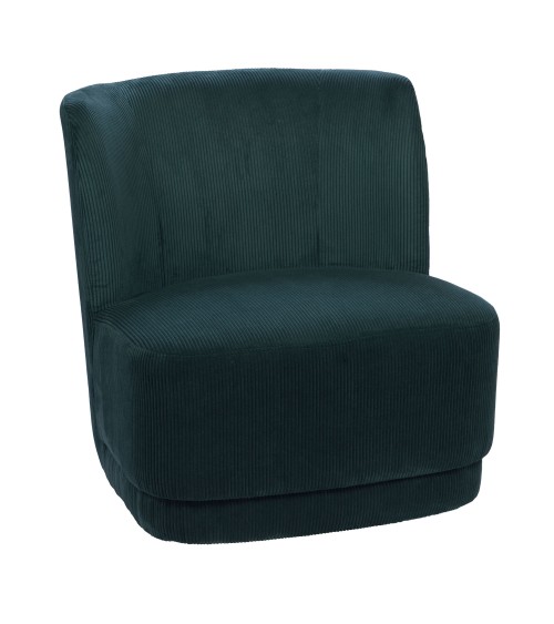 Fauteuil Berny pivotant velours cotelé Bleu pétrole