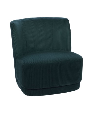 Fauteuil Berny pivotant velours cotelé Bleu pétrole