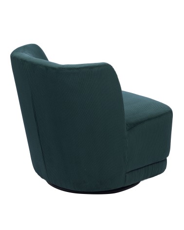 Fauteuil Berny pivotant velours cotelé Bleu pétrole