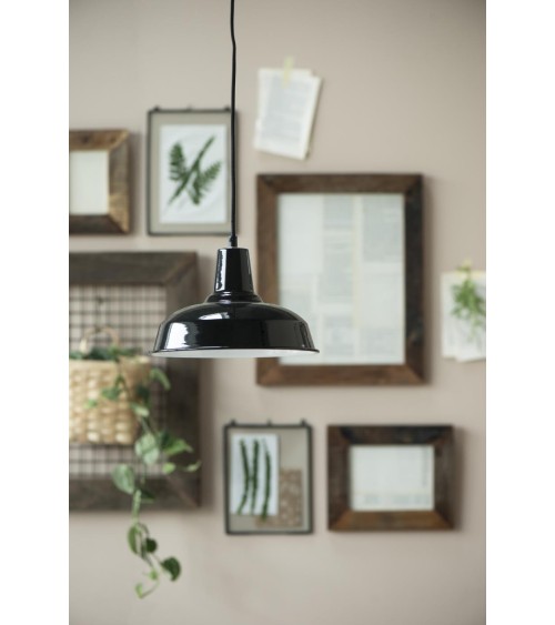 Suspension Lampe Noire Int. blanc